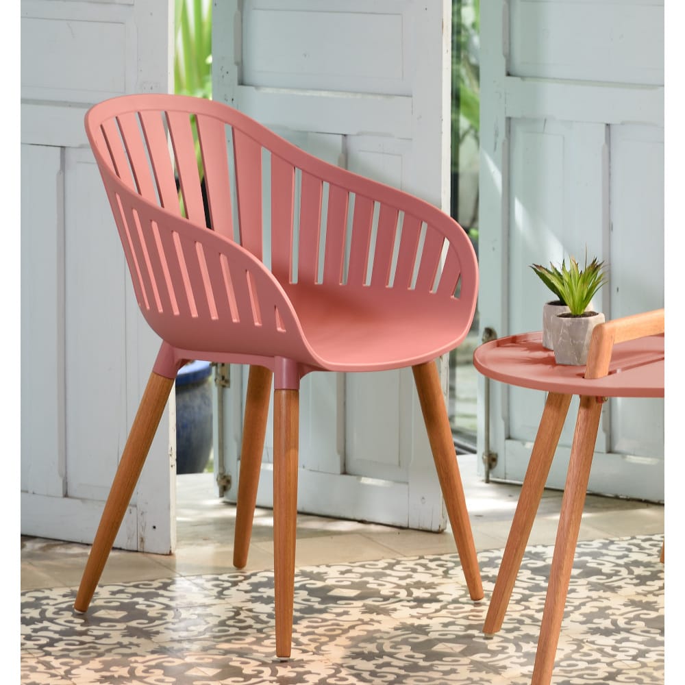 Set de 2 sillas rosa y madera 54x54x79cm